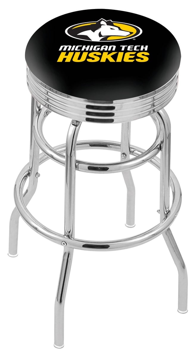 25" L7C3C - Chrome Double Ring Michigan Tech Swivel Bar Stool with 2.5" Ribbed Accent Ring by  Company