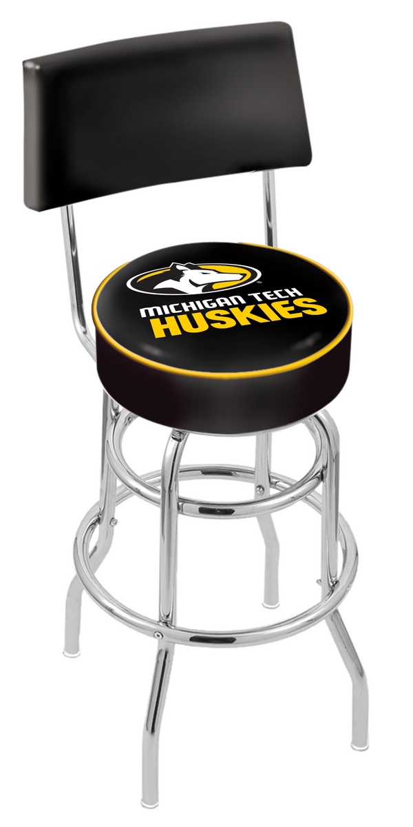 L7C425MITech 25 in. Chrome Double Ring Michigan Tech Swivel Bar Stool With a Back