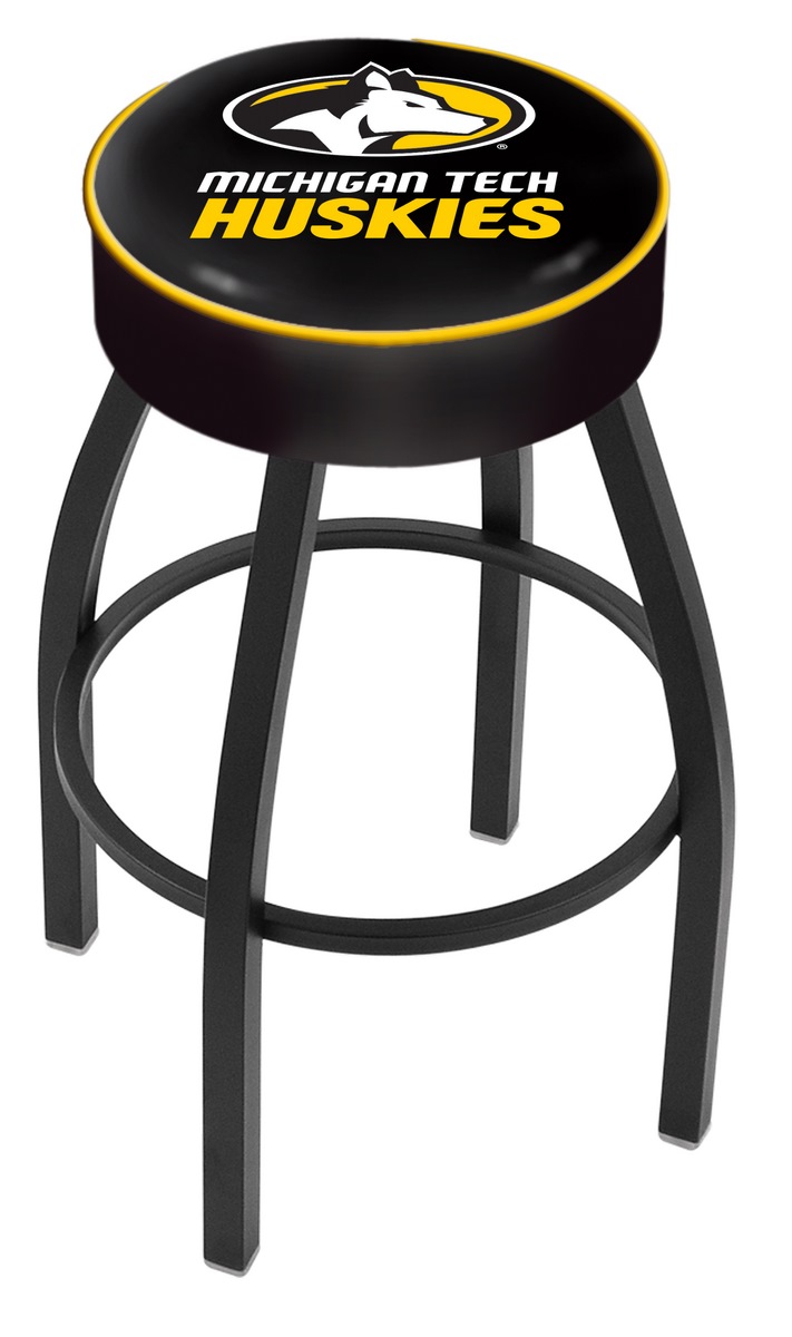 30" L8B1 - 4" Michigan Tech Cushion Seat with Black Wrinkle Base Swivel Bar Stool by  Company