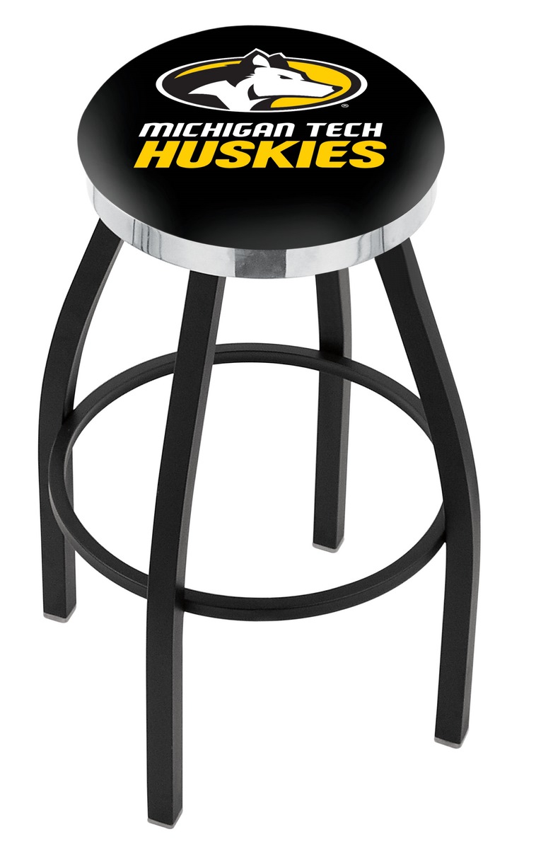 25" L8B2C - Black Wrinkle Michigan Tech Swivel Bar Stool with Chrome Accent Ring by  Company