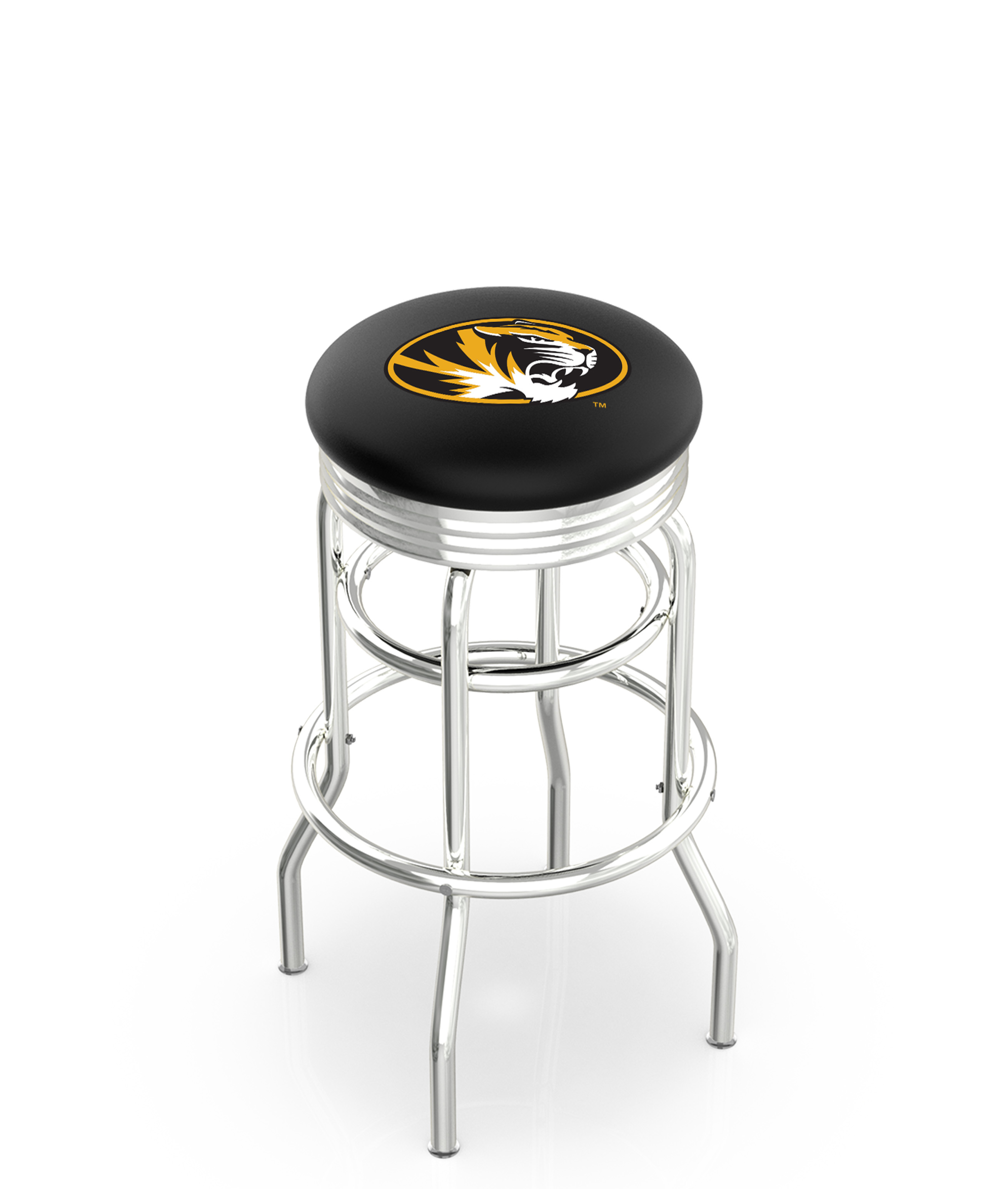 25" L7C3C - Chrome Double Ring Missouri Swivel Bar Stool with 2.5" Ribbed Accent Ring by  Company