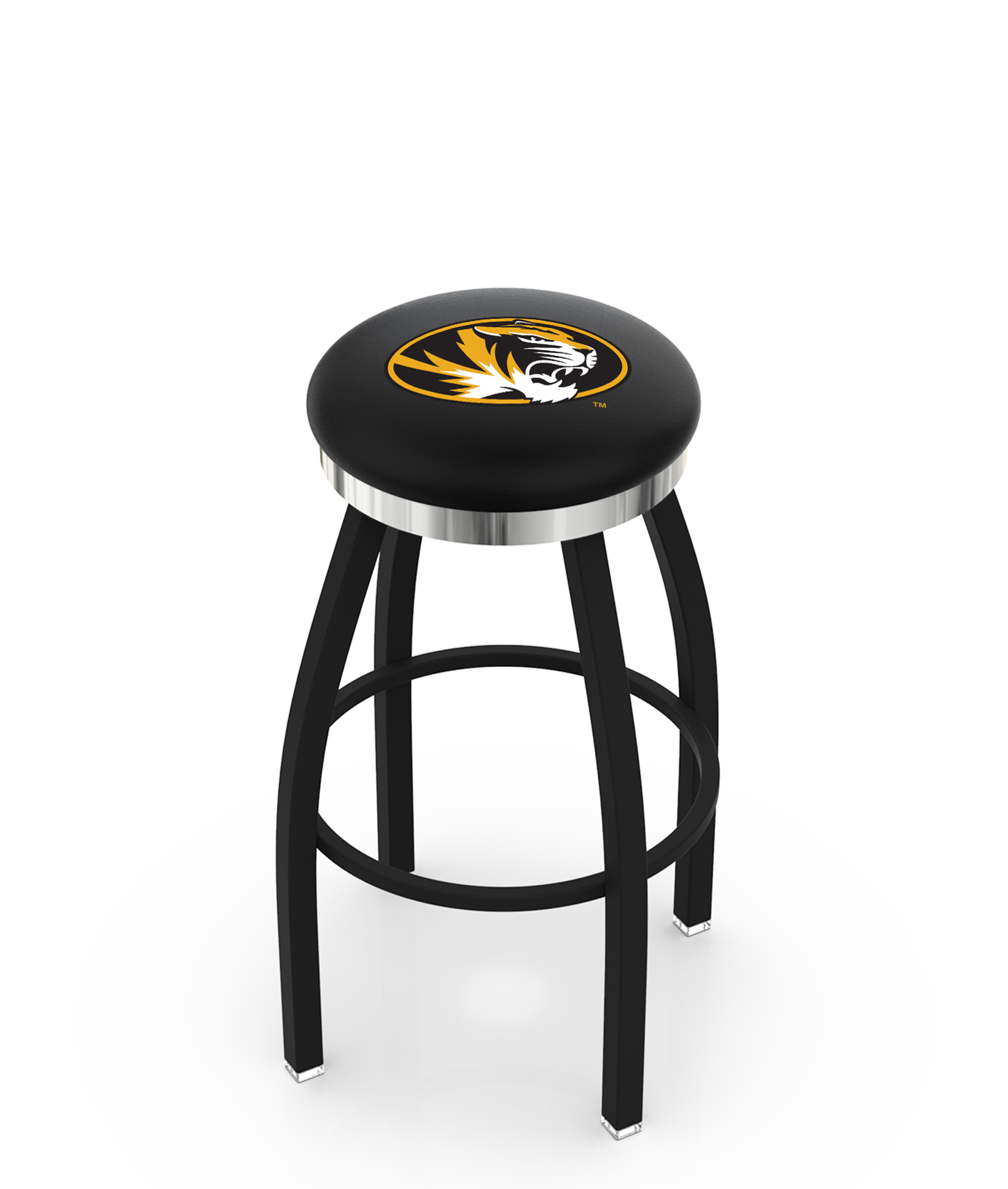 30" L8B2C - Black Wrinkle Missouri Swivel Bar Stool with Chrome Accent Ring by  Company