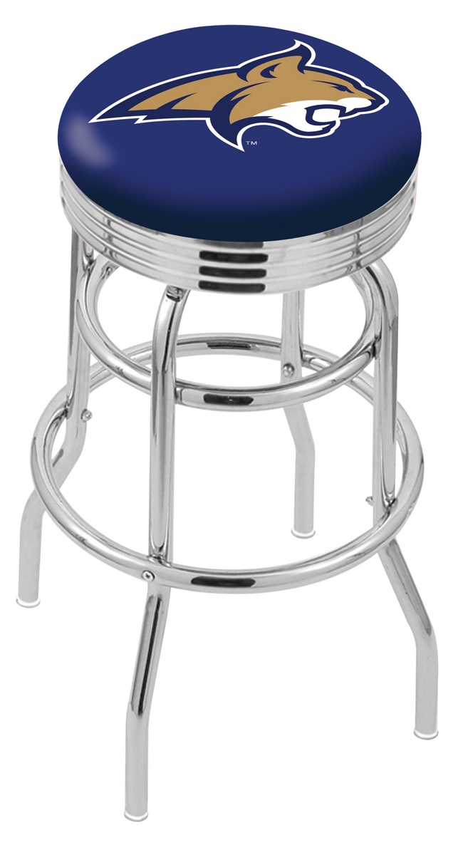 30" L7C3C - Chrome Double Ring Montana State Swivel Bar Stool with 2.5" Ribbed Accent Ring by  Company