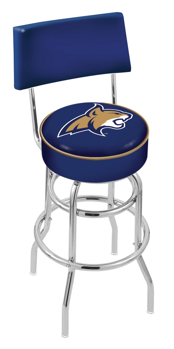 L7C425MontSt 25 in. Chrome Double Ring Montana State Swivel Bar Stool With a Back