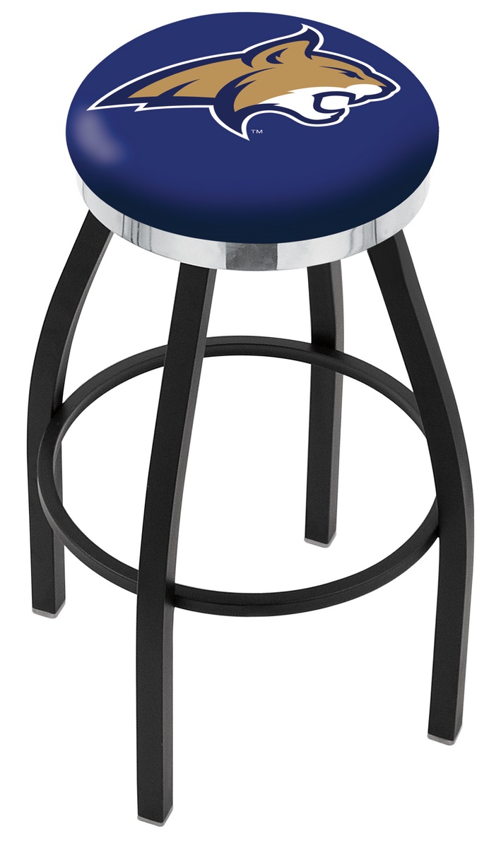 25" L8B2C - Black Wrinkle Montana State Swivel Bar Stool with Chrome Accent Ring by  Company