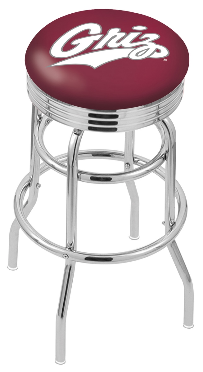30" L7C3C - Chrome Double Ring Montana Swivel Bar Stool with 2.5" Ribbed Accent Ring by  Company