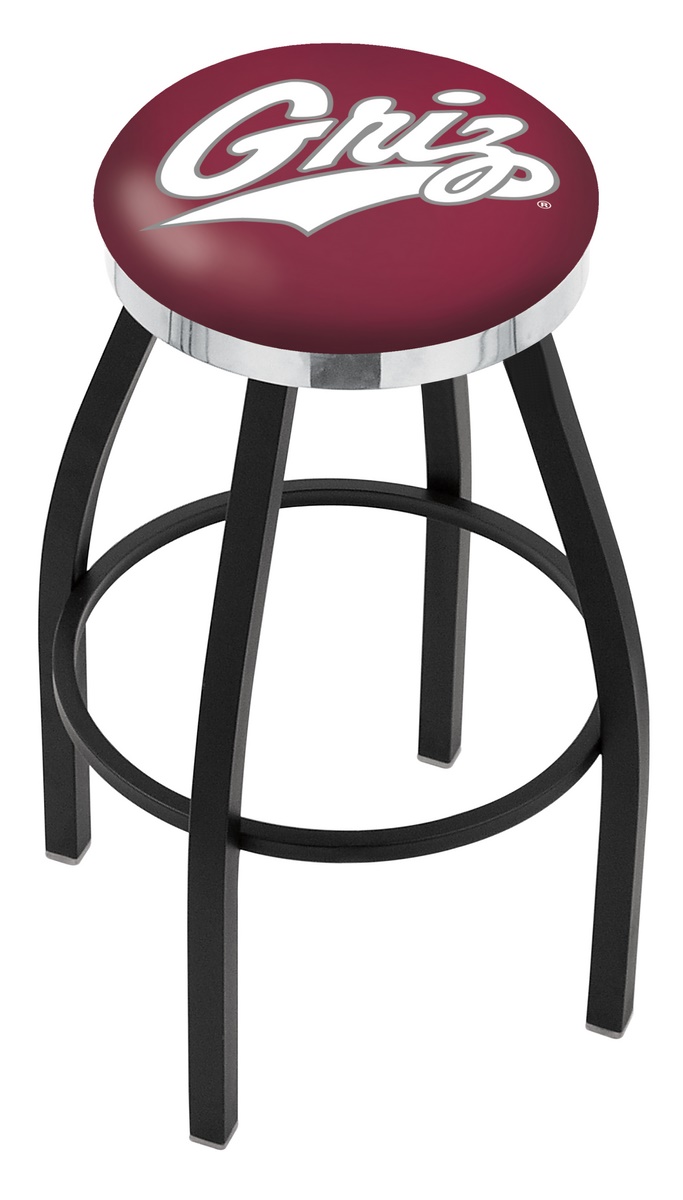 25" L8B2C - Black Wrinkle Montana Swivel Bar Stool with Chrome Accent Ring by  Company