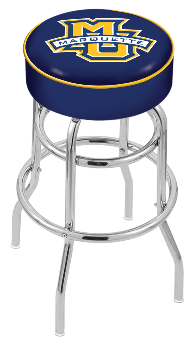 30" L7C1 - 4" Marquette Cushion Seat with Double-Ring Chrome Base Swivel Bar Stool by  Company