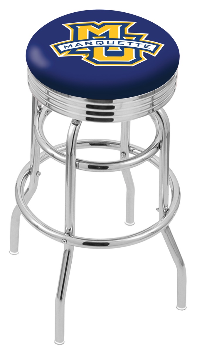 25" L7C3C - Chrome Double Ring Marquette Swivel Bar Stool with 2.5" Ribbed Accent Ring by  Company