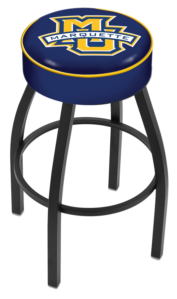 25" L8B1 - 4" Marquette Cushion Seat with Black Wrinkle Base Swivel Bar Stool by  Company