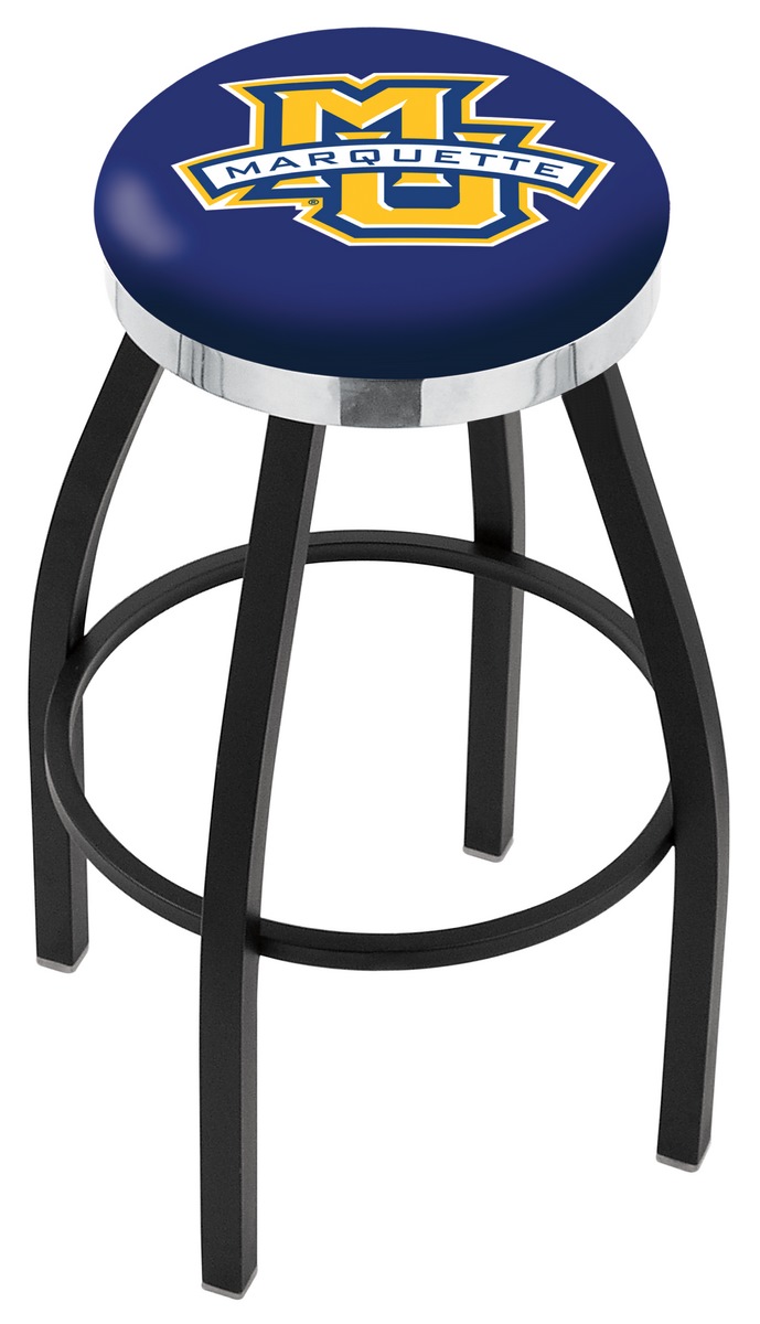 25" L8B2C - Black Wrinkle Marquette Swivel Bar Stool with Chrome Accent Ring by  Company