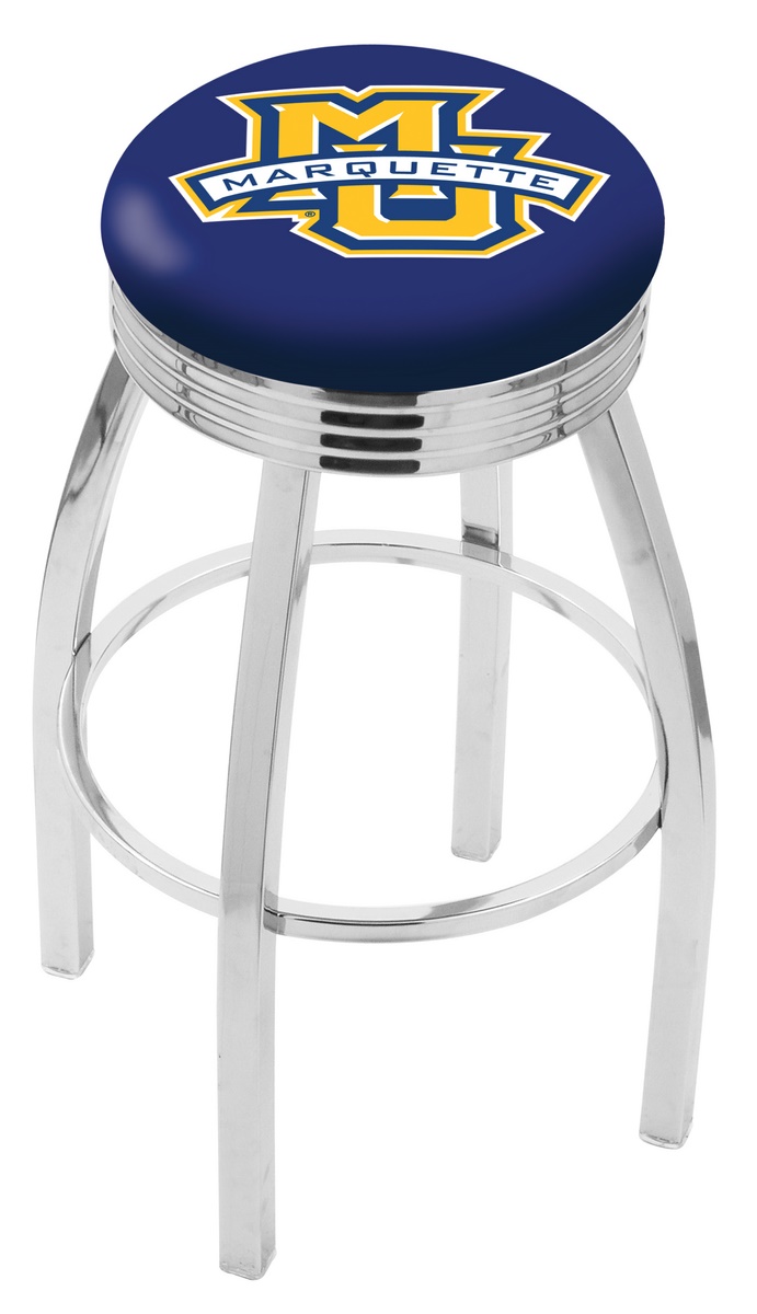 30" L8C3C - Chrome Marquette Swivel Bar Stool with 2.5" Ribbed Accent Ring by  Company