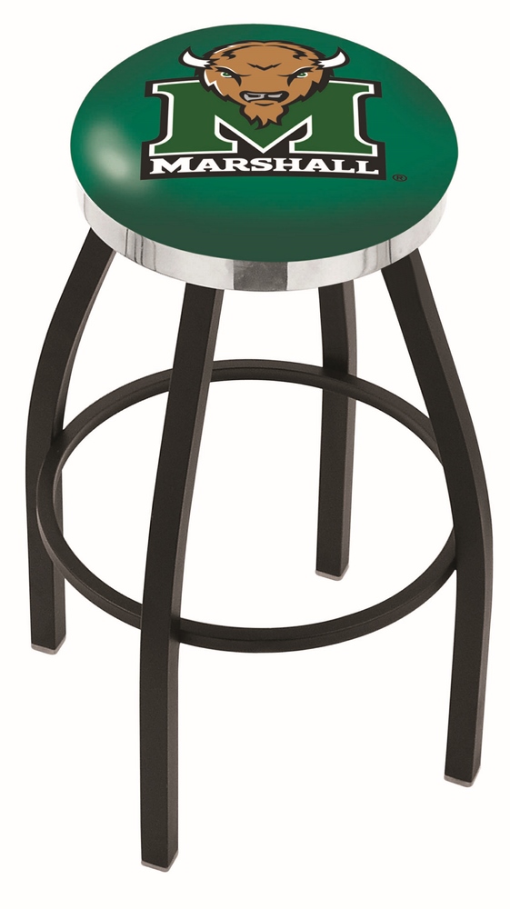 30" L8B2C - Black Wrinkle Marshall Swivel Bar Stool with Chrome Accent Ring by  Company