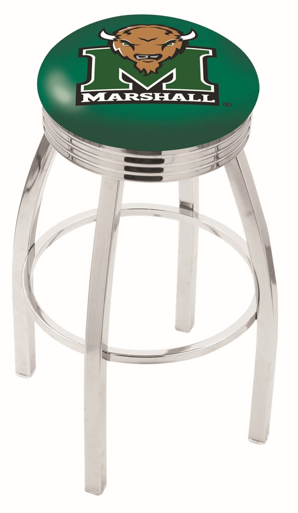 25" L8C3C - Chrome Marshall Swivel Bar Stool with 2.5" Ribbed Accent Ring by  Company