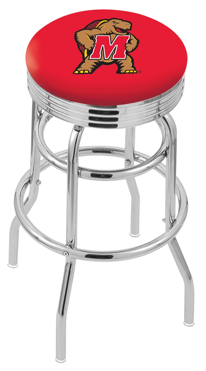30" L7C3C - Chrome Double Ring Maryland Swivel Bar Stool with 2.5" Ribbed Accent Ring by  Company