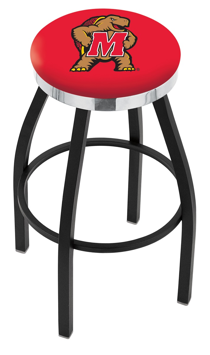 30" L8B2C - Black Wrinkle Maryland Swivel Bar Stool with Chrome Accent Ring by  Company