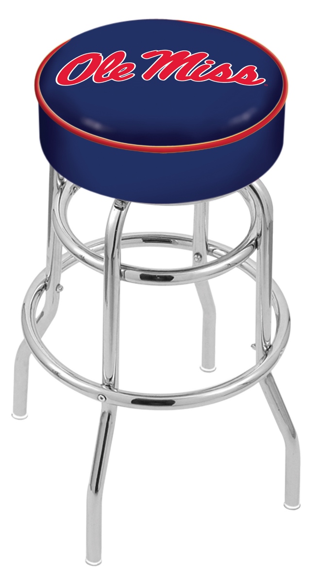 25" L7C1 - 4" Ole' Miss Cushion Seat with Double-Ring Chrome Base Swivel Bar Stool by  Company