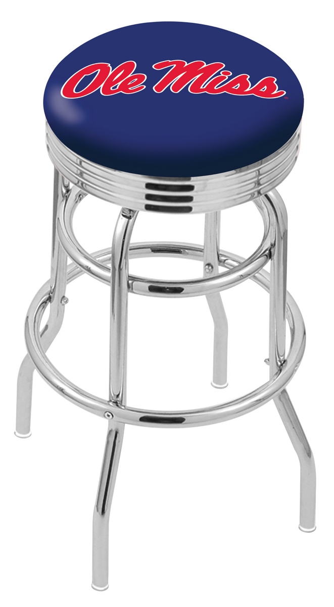 25" L7C3C - Chrome Double Ring Ole' Miss Swivel Bar Stool with 2.5" Ribbed Accent Ring by  Company