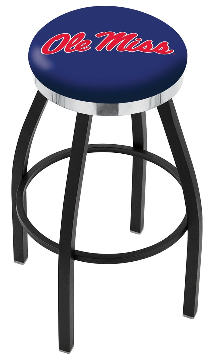 25" L8B2C - Black Wrinkle Ole' Miss Swivel Bar Stool with Chrome Accent Ring by  Company