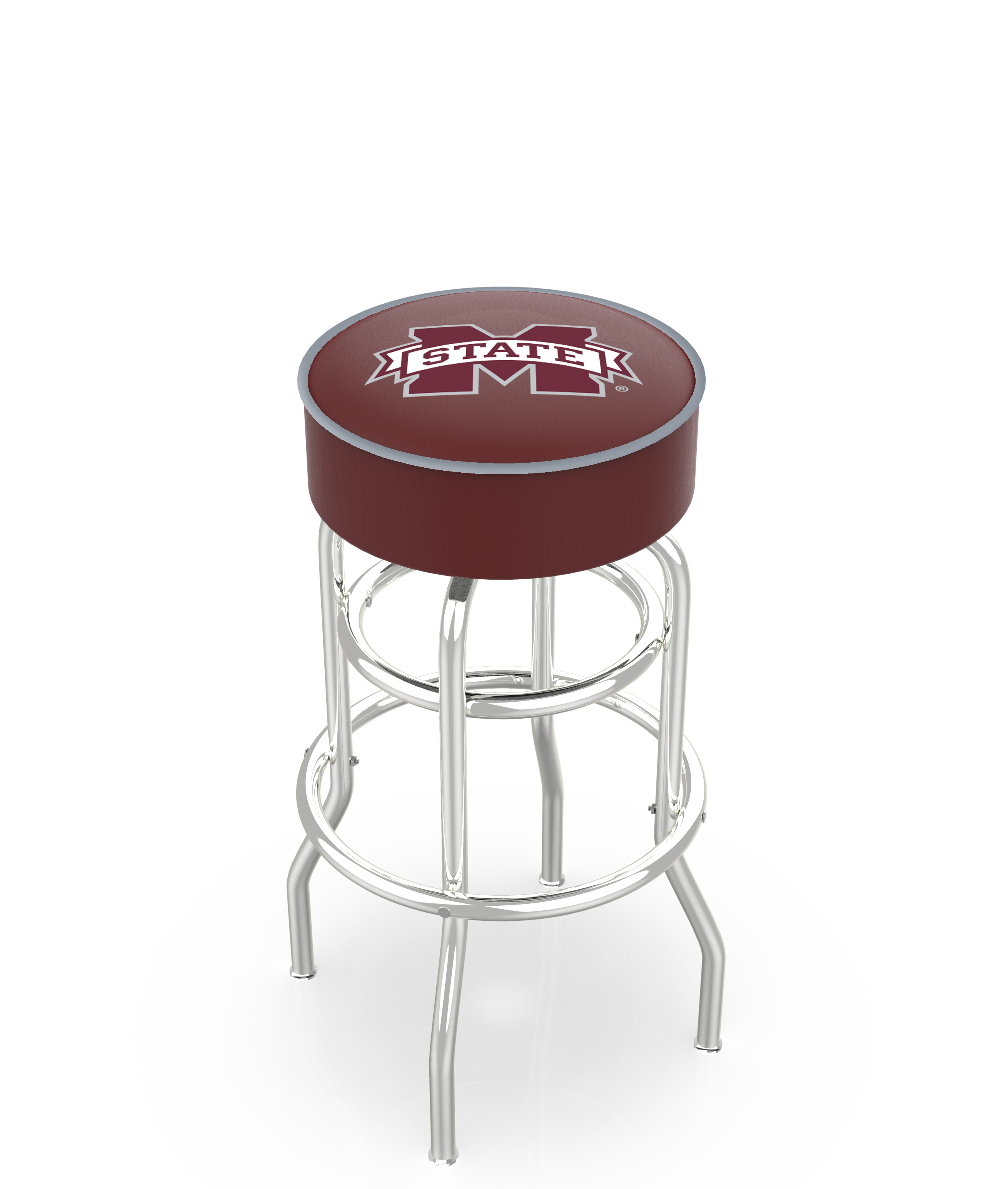 30" L7C1 - 4" Mississippi State Cushion Seat with Double-Ring Chrome Base Swivel Bar Stool by  Company