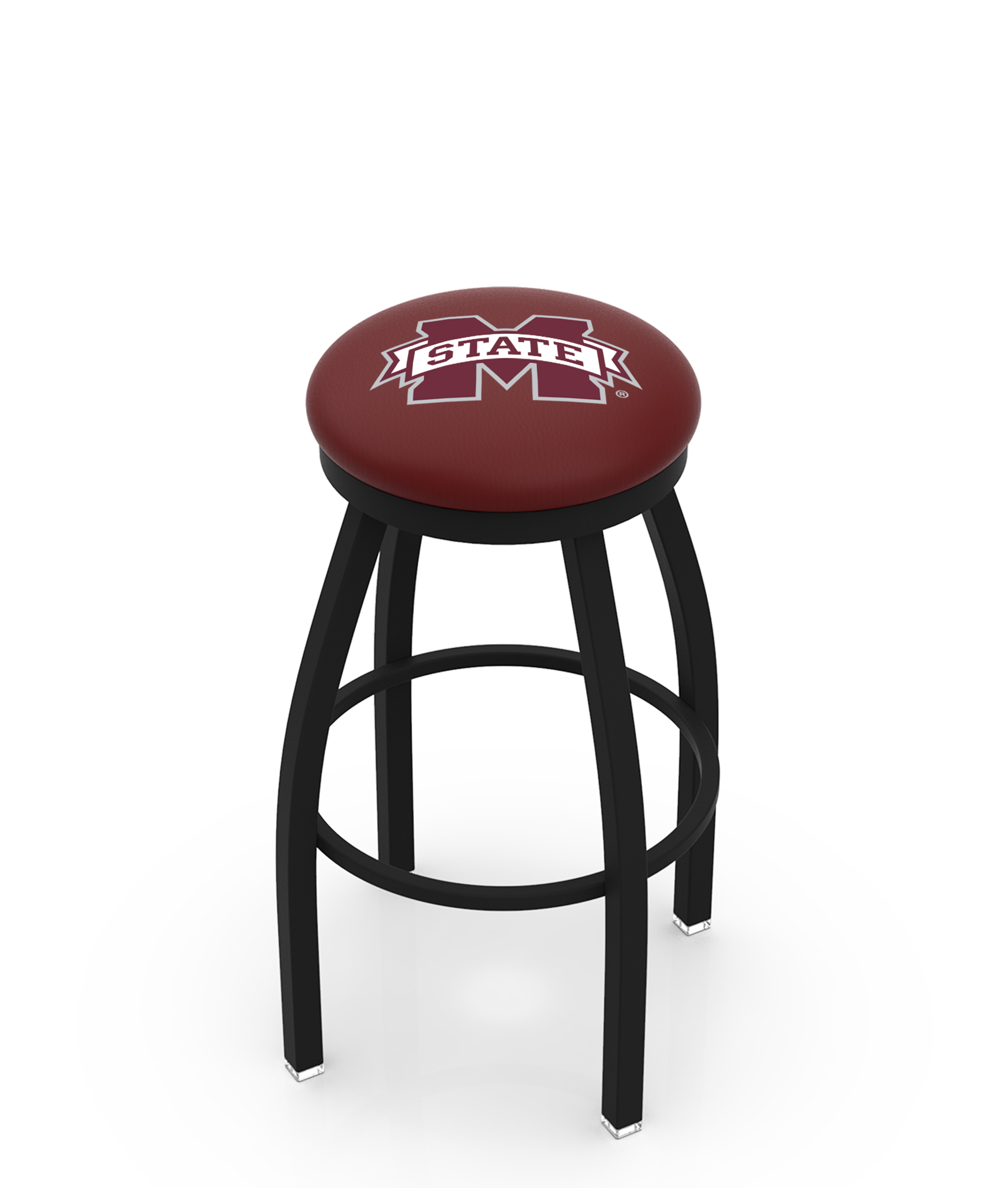 30" L8B2B - Black Wrinkle Mississippi State Swivel Bar Stool with Accent Ring by  Company