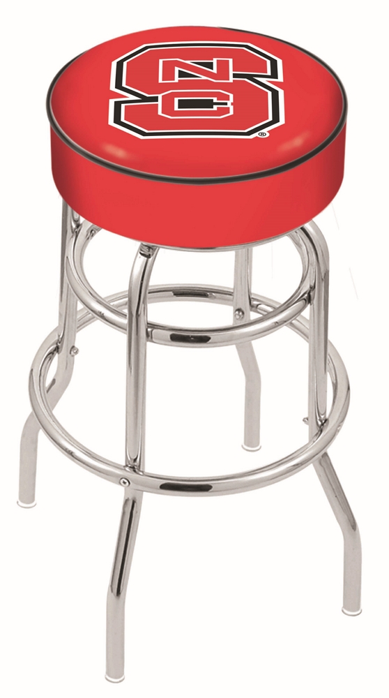 30" L7C1 - 4" North Carolina State Cushion Seat with Double-Ring Chrome Base Swivel Bar Stool by  Company