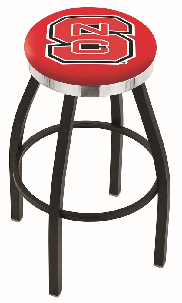 25" L8B2C - Black Wrinkle North Carolina State Swivel Bar Stool with Chrome Accent Ring by  Company