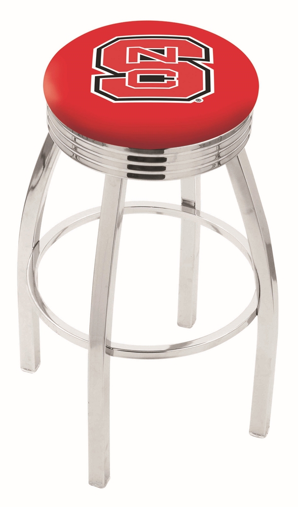 25" L8C3C - Chrome North Carolina State Swivel Bar Stool with 2.5" Ribbed Accent Ring by  Company
