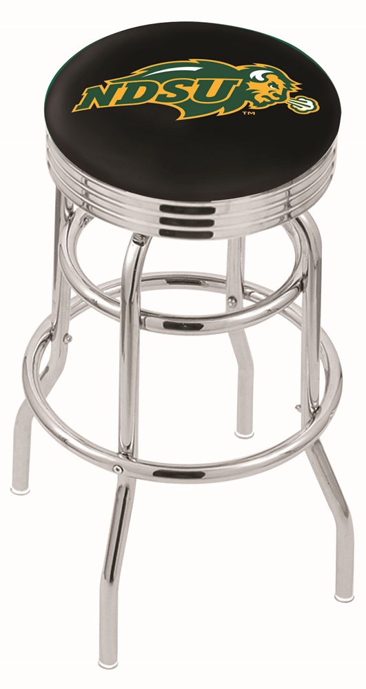 25" L7C3C - Chrome Double Ring North Dakota State Swivel Bar Stool with 2.5" Ribbed Accent Ring by  Company