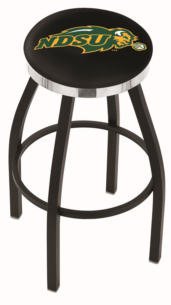 30" L8B2C - Black Wrinkle North Dakota State Swivel Bar Stool with Chrome Accent Ring by  Company