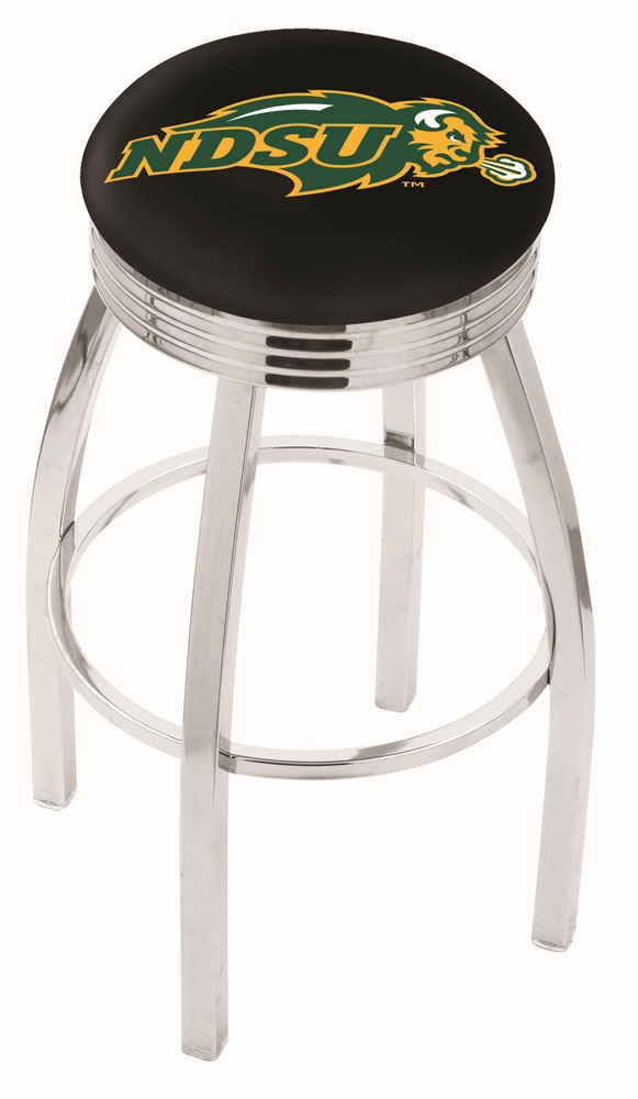 30" L8C3C - Chrome North Dakota State Swivel Bar Stool with 2.5" Ribbed Accent Ring by  Company