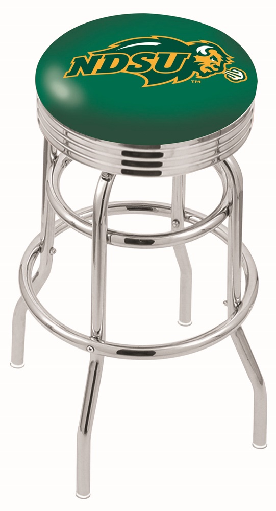 30" L7C3C - Chrome Double Ring North Dakota State Swivel Bar Stool with 2.5" Ribbed Accent Ring by  Company