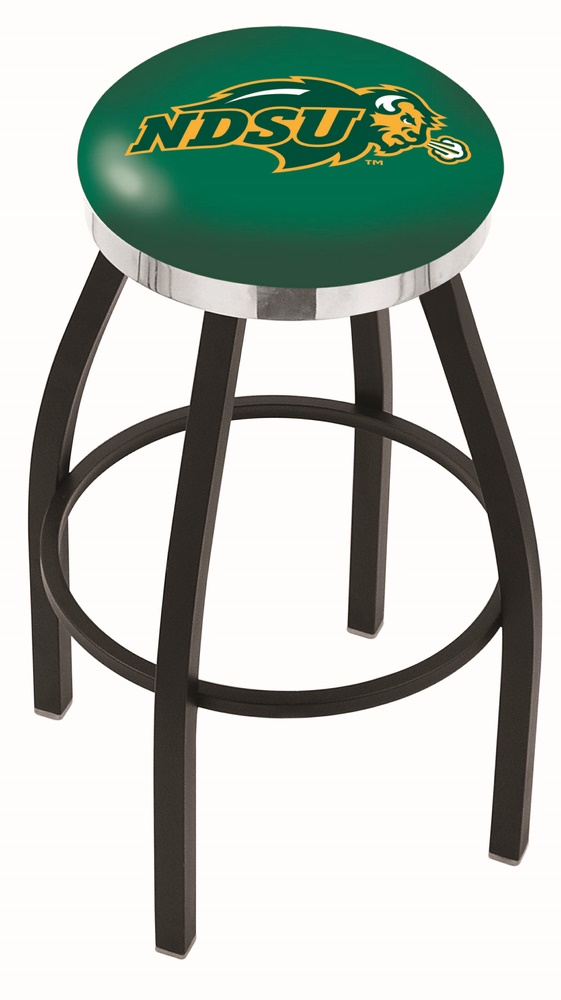 25" L8B2C - Black Wrinkle North Dakota State Swivel Bar Stool with Chrome Accent Ring by  Company