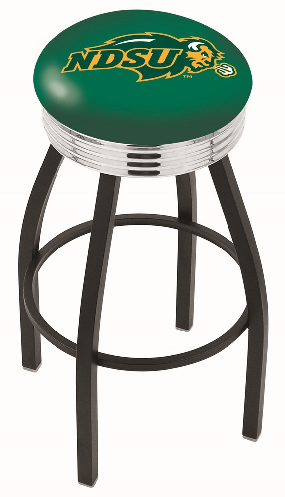 30" L8B3C - Black Wrinkle North Dakota State Swivel Bar Stool with Chrome 2.5" Ribbed Accent Ring by  Company