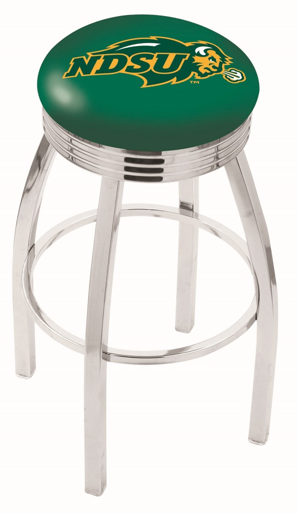25" L8C3C - Chrome North Dakota State Swivel Bar Stool with 2.5" Ribbed Accent Ring by  Company