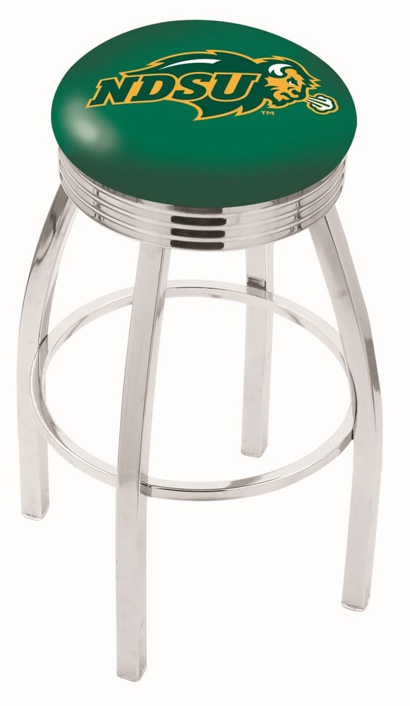 30" L8C3C - Chrome North Dakota State Swivel Bar Stool with 2.5" Ribbed Accent Ring by  Company
