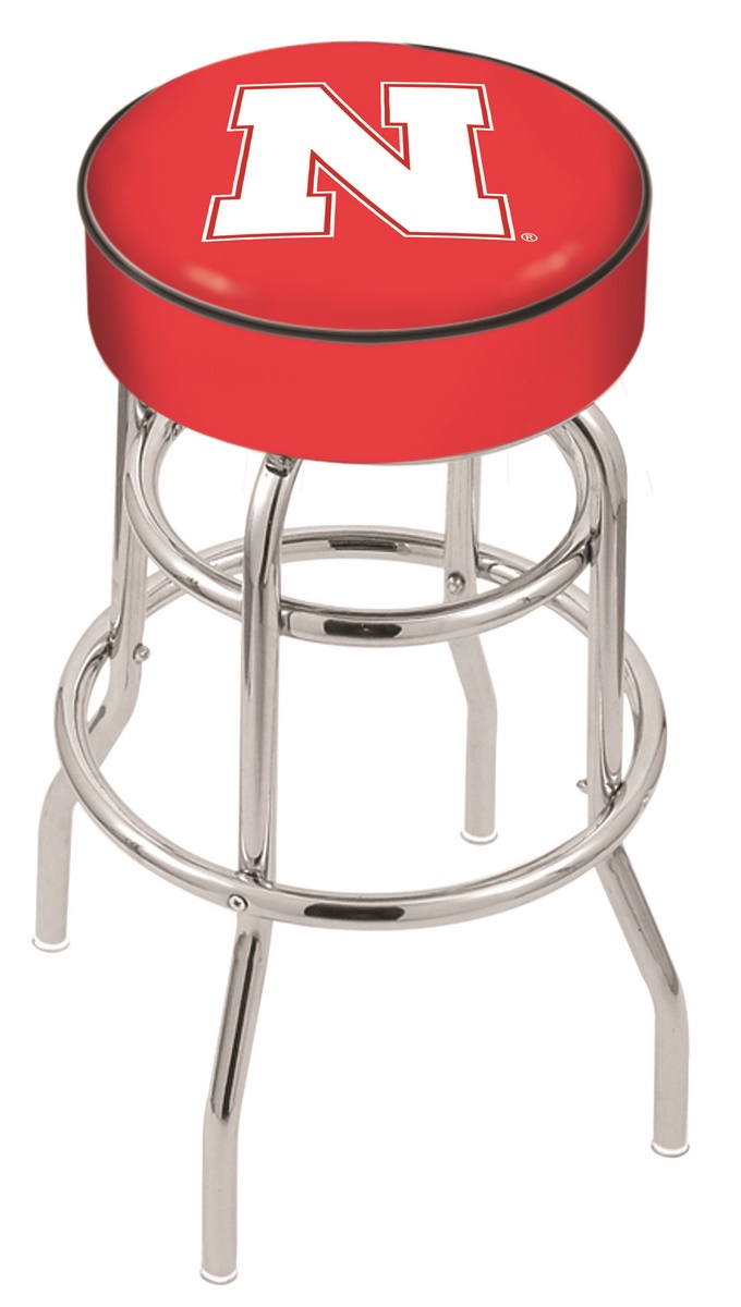 30" L7C1 - 4" Nebraska Cushion Seat with Double-Ring Chrome Base Swivel Bar Stool by  Company