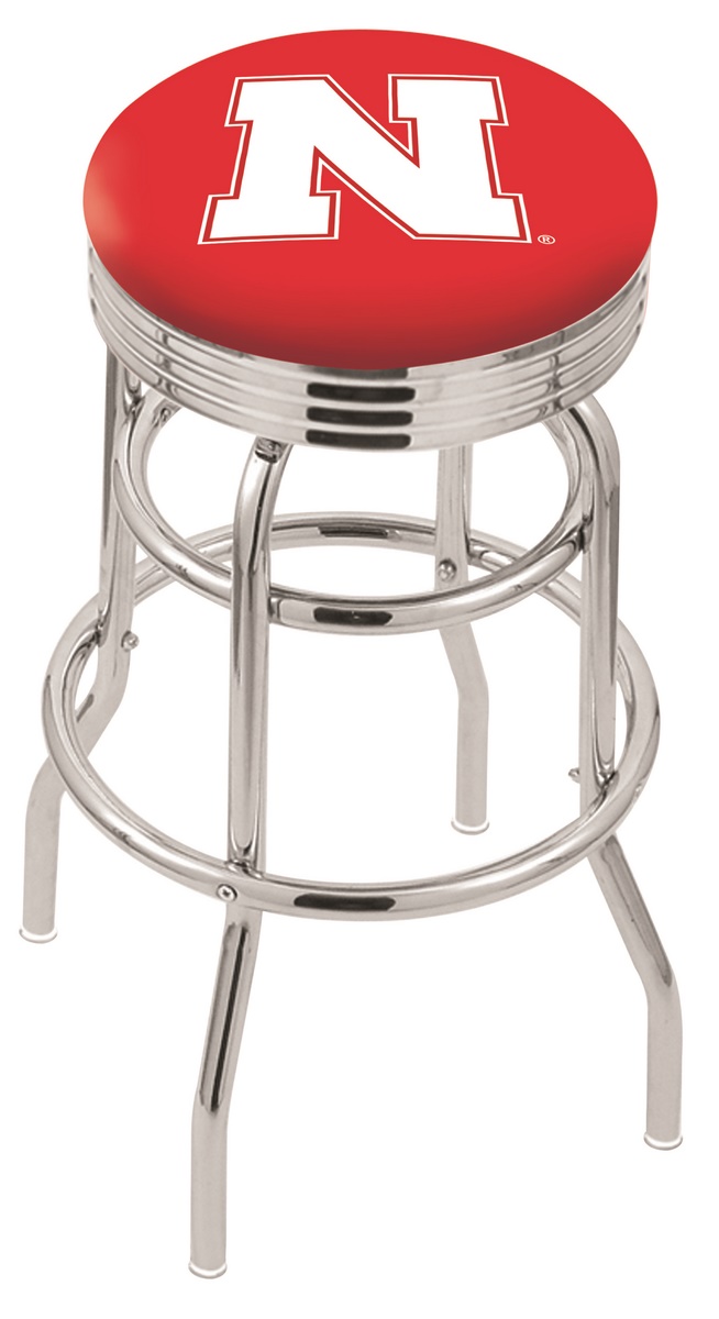 25" L7C3C - Chrome Double Ring Nebraska Swivel Bar Stool with 2.5" Ribbed Accent Ring by  Company