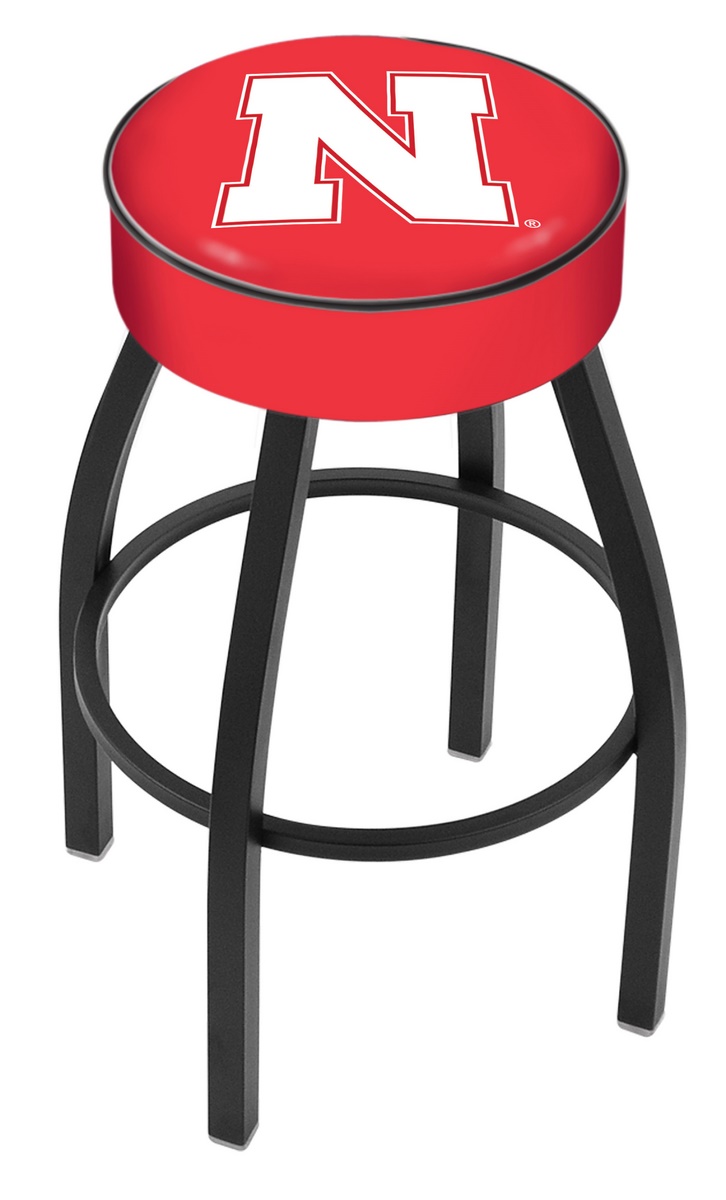 30" L8B1 - 4" Nebraska Cushion Seat with Black Wrinkle Base Swivel Bar Stool by  Company