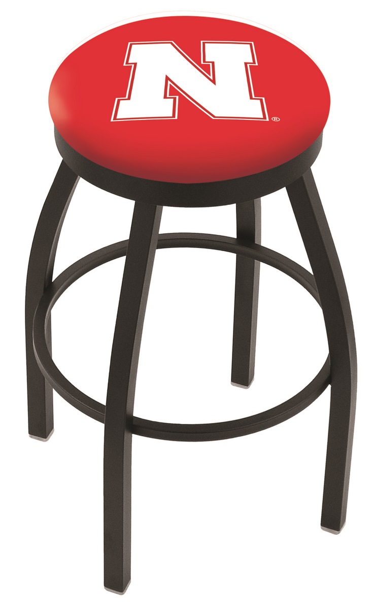 25" L8B2B - Black Wrinkle Nebraska Swivel Bar Stool with Accent Ring by  Company