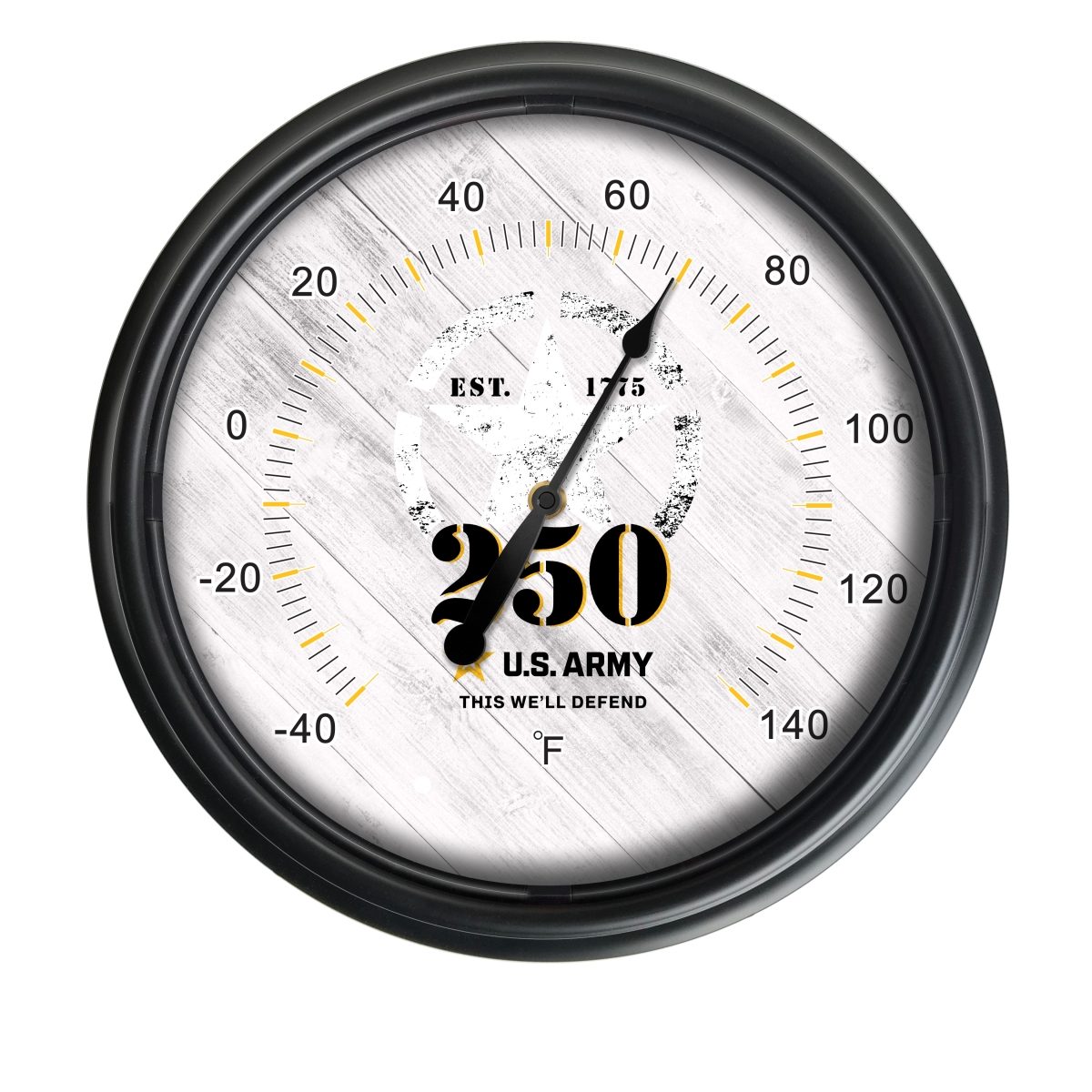 ODThrm14BK-08Army250 United States Army - 250 Years Indoor & Outdoor LED Thermometer, Black