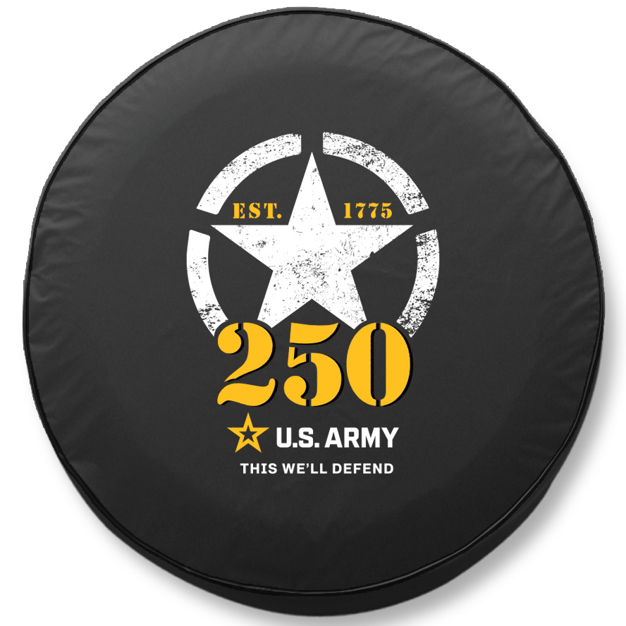 TCE10Army250BK United States Army - 250 Years Tire Cover - Size E10 - 30 x 10 in. on Black Vinyl