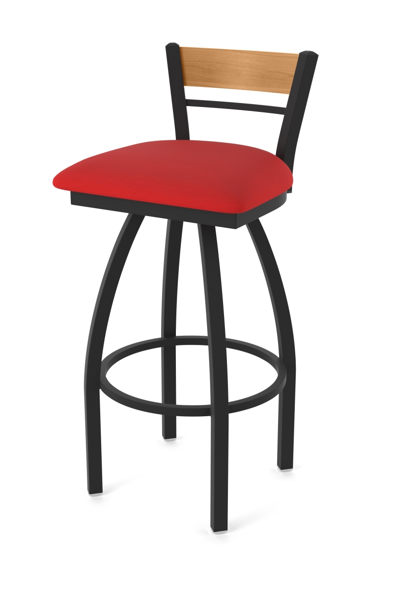 88136BWMed011 881 Revelle 36 in. Swivel Extra Tall Bar Stool with Black Wrinkle Finish, Medium Back & Canter Red Seat