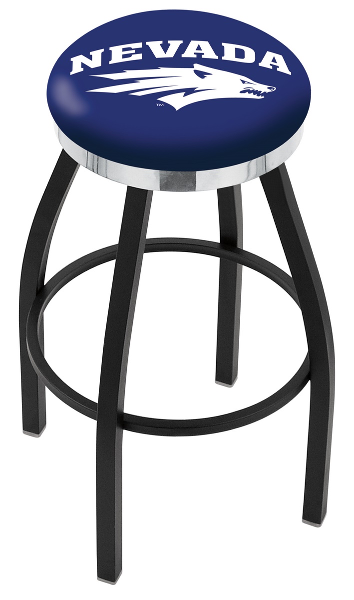 30" L8B2C - Black Wrinkle Nevada Swivel Bar Stool with Chrome Accent Ring by  Company