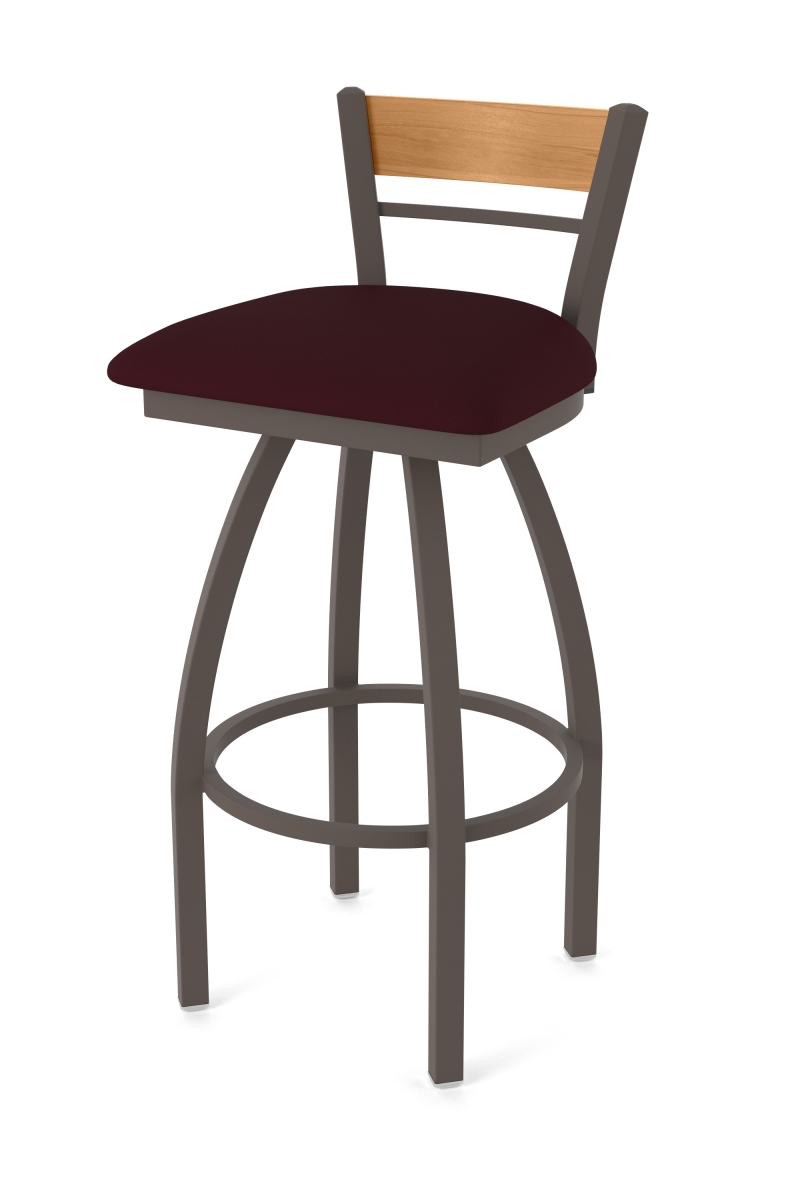 88130BZMed005 881 Revelle 30 in. Swivel Bar Stool with Bronze Finish, Medium Back & Canter Bordeaux Seat