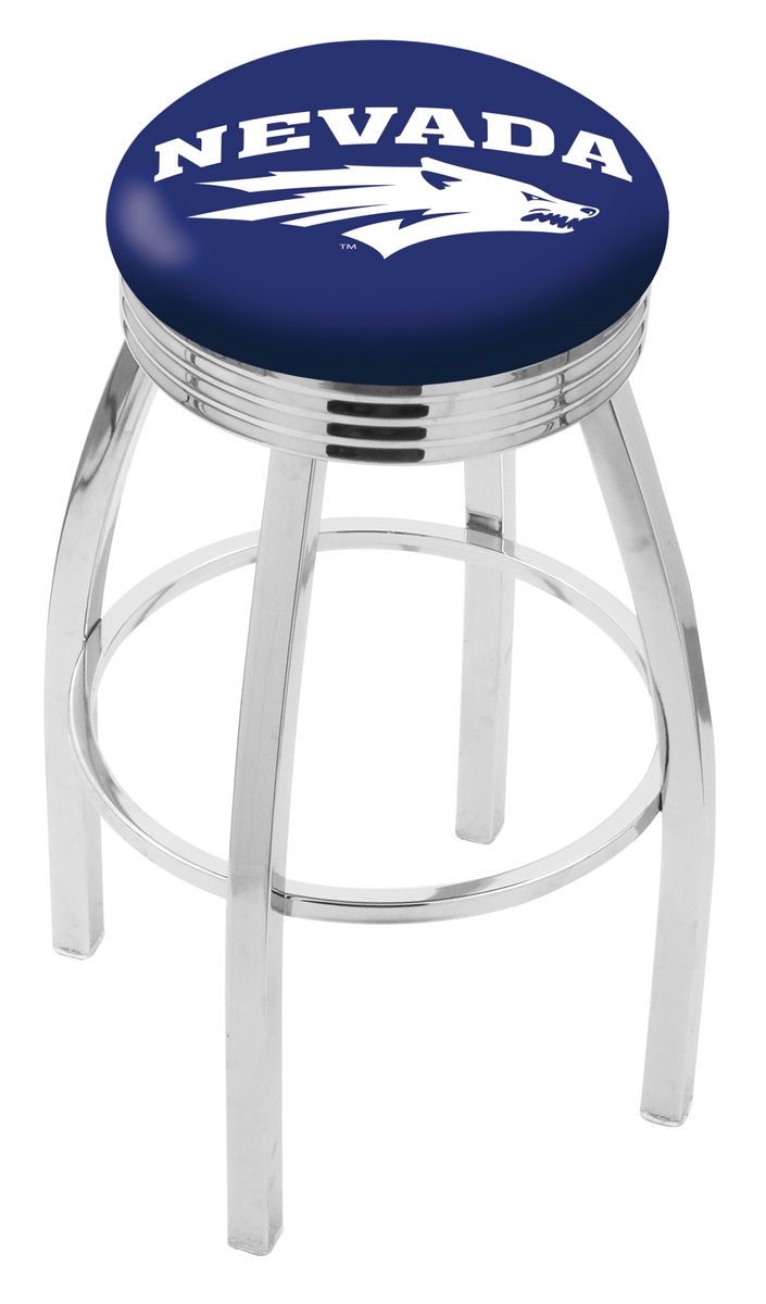 30" L8C3C - Chrome Nevada Swivel Bar Stool with 2.5" Ribbed Accent Ring by  Company