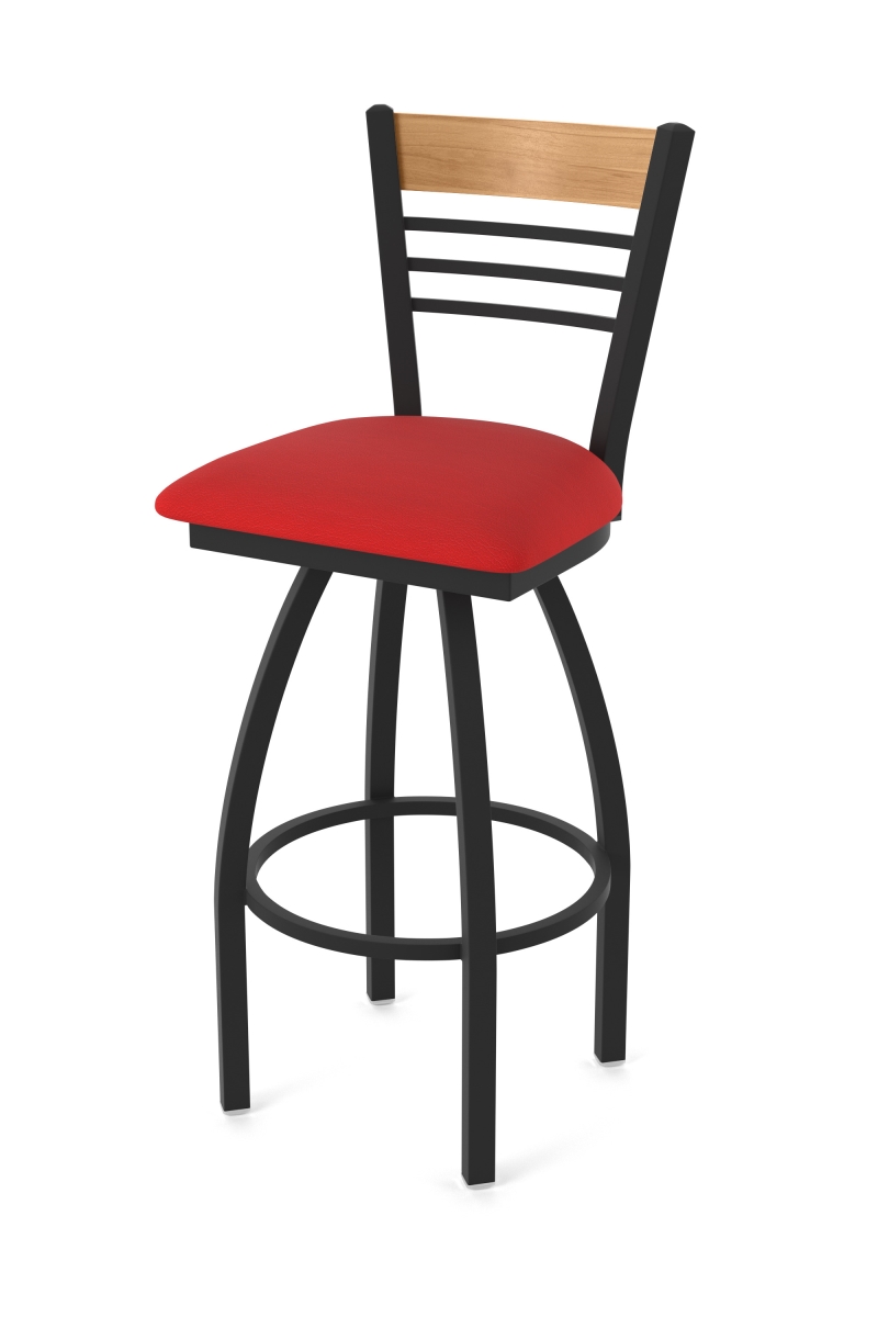 88025BWMed011 880 Eleanor 25 in. Swivel Counter Stool with Black Wrinkle Finish, Medium Back & Canter Red Seat