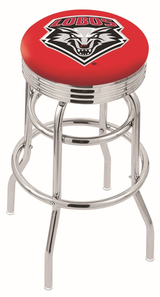 25" L7C3C - Chrome Double Ring New Mexico Swivel Bar Stool with 2.5" Ribbed Accent Ring by  Company