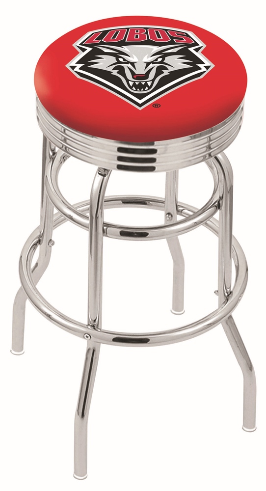 30" L7C3C - Chrome Double Ring New Mexico Swivel Bar Stool with 2.5" Ribbed Accent Ring by  Company