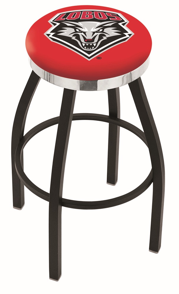 25" L8B2C - Black Wrinkle New Mexico Swivel Bar Stool with Chrome Accent Ring by  Company